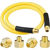 1/2 Inch x 4ft. Hybrid Air Hose with 1/2 in. MNPT Ends and Bend Restrictors, 1/2” FNPT to 3/8”&1/4”MNPT Reducer, Air Compressor Hose Fittings and Accessories