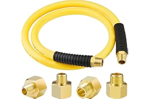 HOOTSUM 1/2 Inch x 4ft. Hybrid Air Hose with 1/2 in. MNPT Ends and Bend Restrictors, 1/2” FNPT to 3/8”&1/4”MNPT Reducer, Air Compressor Hose Fittings and Accessories