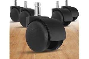 Office Chair Wheels - 2 Inch Chair Caster Wheel Set of 5, Heavy Duty Chair Wheel Replacement Supports 1000 lbs, No Noise, Sui