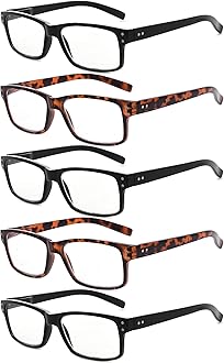 Eyekepper 5 Pack Reading Glasses for Men Spring Hinges Classic Readers