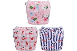 ALVABABY Swim Diapers 3pcs Baby & Toddler Snap One Size Reusable Adjustable Baby Boys' Swim Diapers for Swimming Lessons 3SWY65A