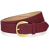 VONMELLI Women Suede Leather Belt for Jeans Dresses Ladies Waist Belt with Retro Gold Buckle