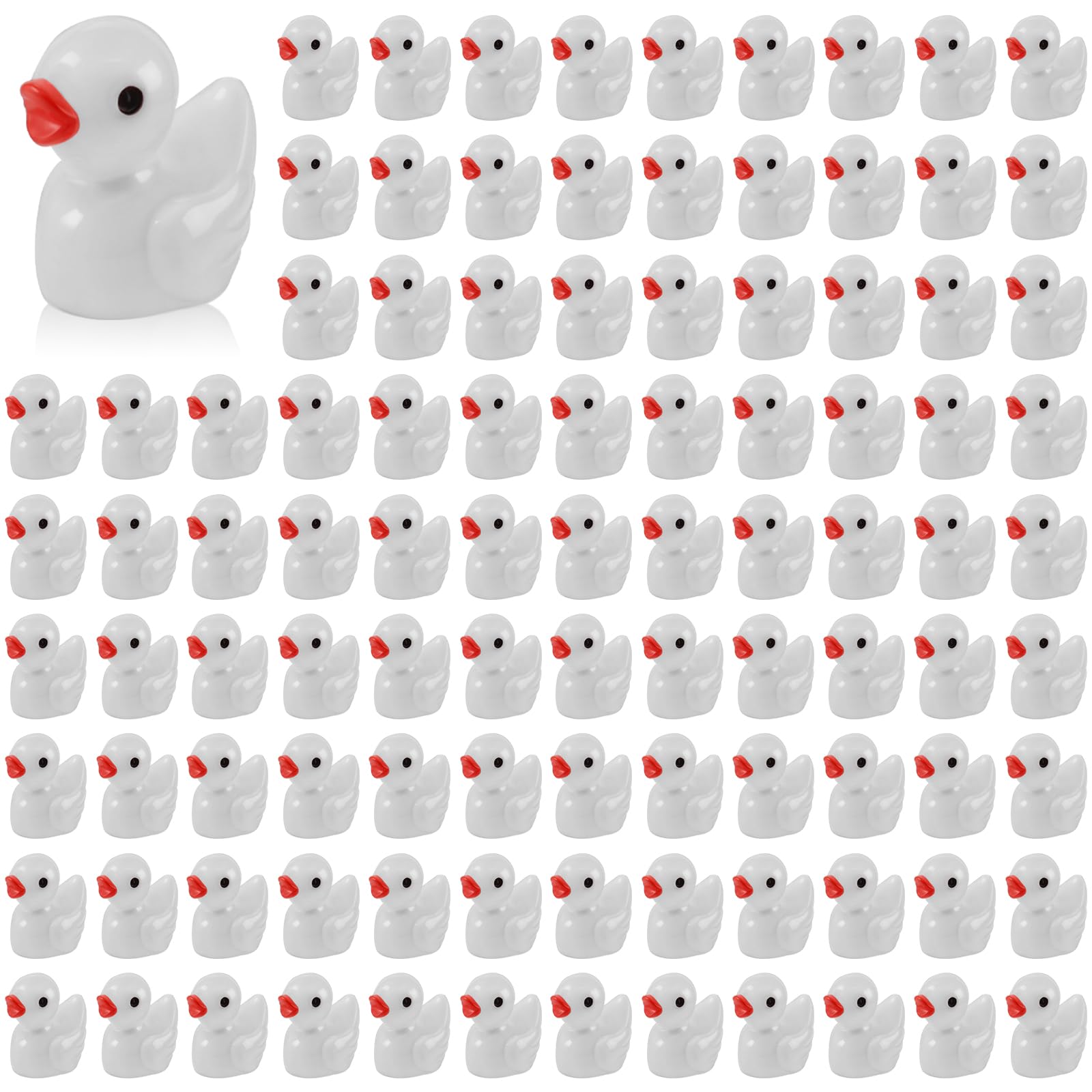 Photo 1 of 100 Pcs Mini Resin Ducks Tiny Ducks Miniature Duckies Bulk Figures for Garden Micro Landscape Home Prank Game Micro Landscape Aquarium Dollhouse Ornament DIY Handmade School (White)