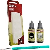 The Army Painter, Speed Palette Bundle, for Contrast Miniature Model Paint | Incl. 1x Speed Palette, 1 Dipit brush, 1x18ml of Each Speedpaint 2.0 Grim Black & Holy White, for Dnd & Warhammer