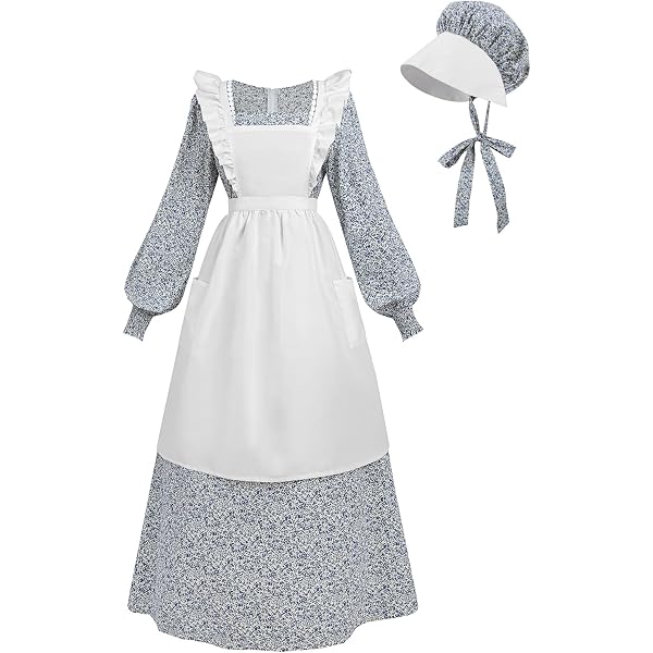 Amazon.com: NSPSTT Pioneer Dress Women Amish Costume Green Floral Prairie  Dress with Lace Capelet Colonial Outfit 4 Pcs Set,Size S : Clothing, Shoes  & Jewelry