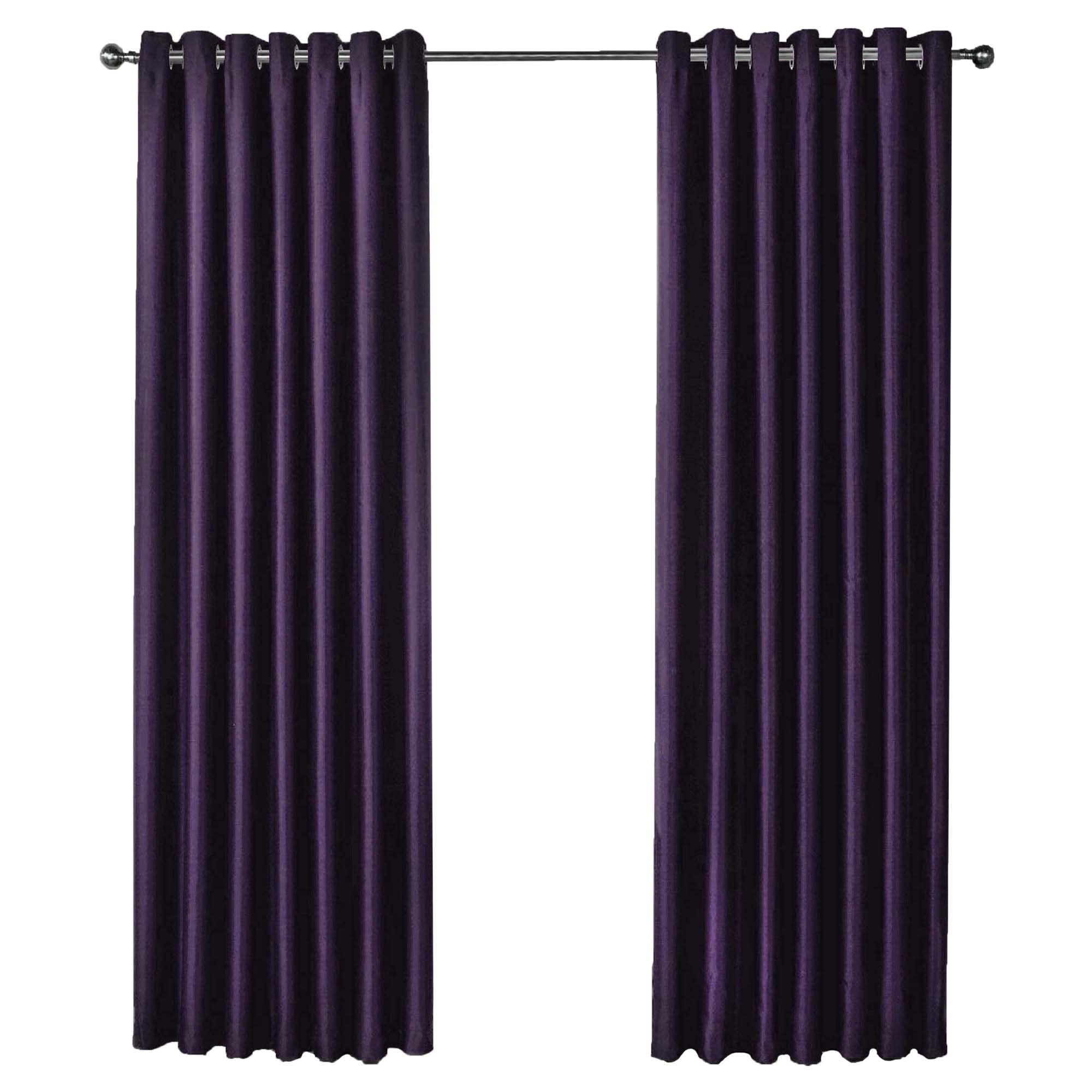 Olivia Rocco Blackout Eyelet Curtains Black Out Thermal Ring Top Curtain Pair Window Treatment Living Room Bedroom, 66" (Width) x 54" (Drop) Purple — image 1