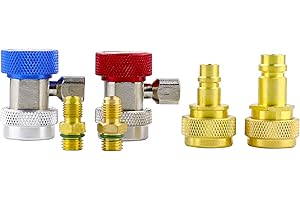 Wisepick Adjustable R134a & R1234yf AC Manual Quick Coupler Adapter Air Conditioner Refrigeration Freon Manifold Gauge Hose C