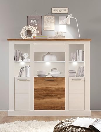 Dreams4home Highboard Lancaster Iv Schrank Kommode Vitrine Wohnelement Wohnzimmer Esszimmer Kuche In Anderson Pine Hell Holznachbildung Beleuchtung Ohne Beleuchtung Amazon De Kuche Haushalt
