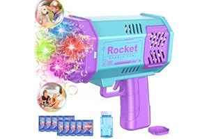 BMONATY Bubble Machine Bazooka Mini Bubble Gun for Toddlers,40 Holes Bubble Maker Blower Toys with Lights,3000+ Bubbles Per Minute Bubble Toys for Boys Girls Kids 3-8 Years Outdoor Indoor Birthday Wedding