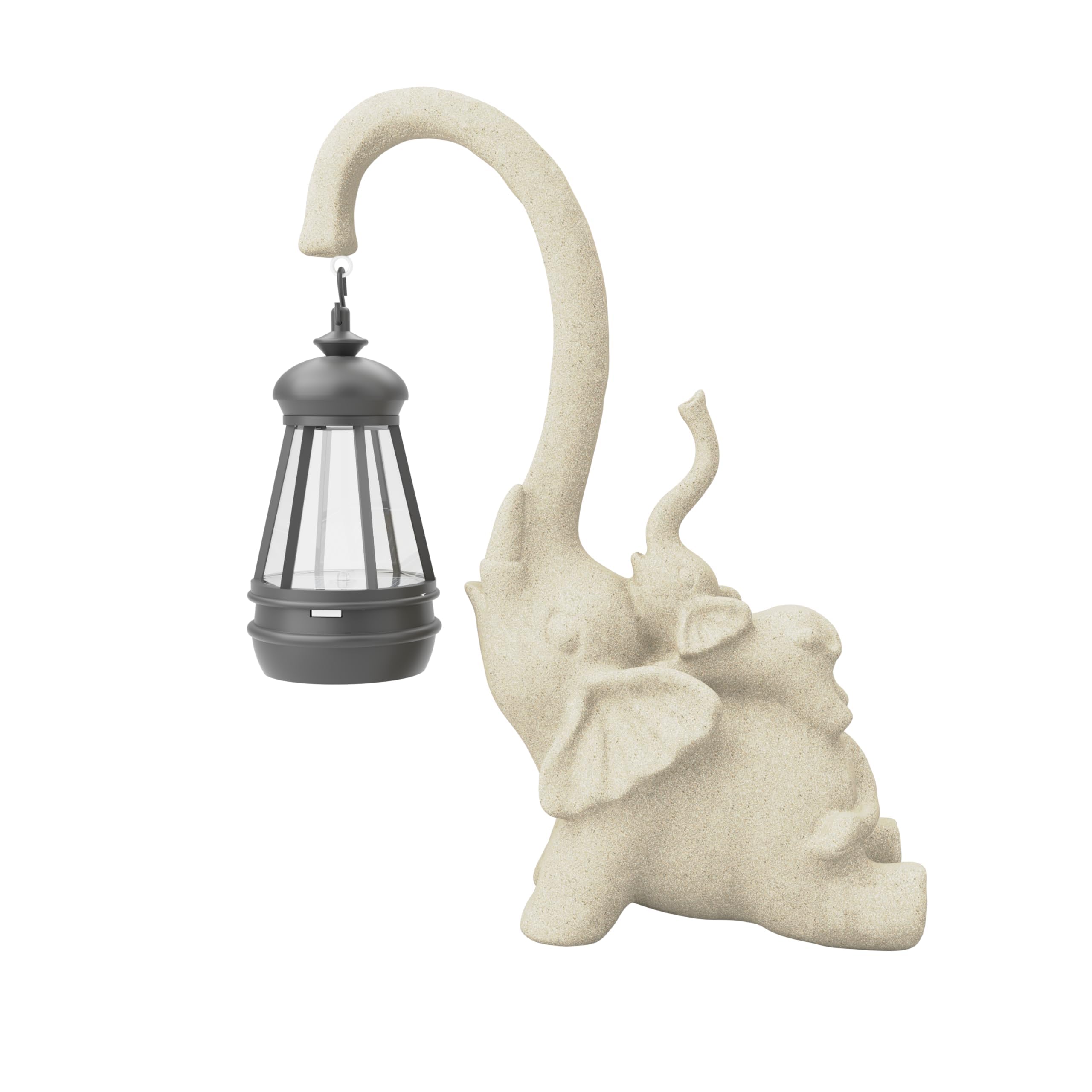 Figorona Elephant Garden Ornament, Solar Powered Elephant Statue Garden Decoration Outdoor LED Lights, IP65 Waterproof Animal Sculpture, Elephant Gifts for Women (Back)