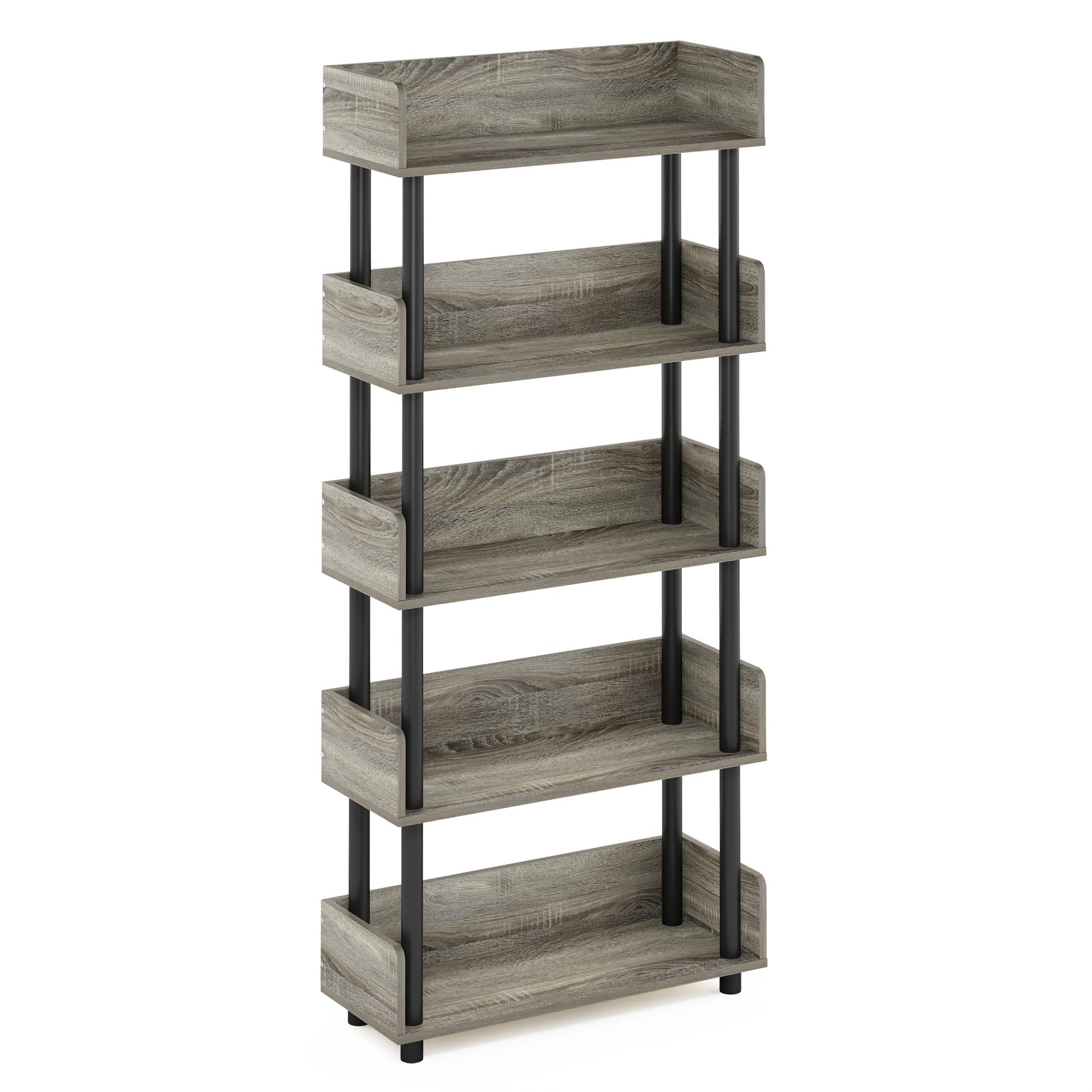 Photo 1 of (Missing pieces) Furinno Turn-N-Tube 5-Tier Toolless Display Rack, French Oak/Black