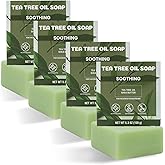 Rinse & Robust Mens Tea Tree Oil Soap Bar Set, 4Pcs Natural Handmade Tea Tree Soap with Shea Butter, Moisturizing & Exfoliating Bar Soap for Face Body Hands | 5.3 oz of 4 Bars