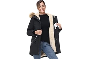 ANOTHER CHOICE Women's Hooded Winter Coat Waterproof Parka Jacket Warm Sherpa FLeece Lined Winter Parka Coat