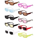 Frienda 10 Pairs Retro Rectangle Sunglasses for Women Vintage 90s Glasses Trendy Y2k Sun Glasses Square Frame UV Protection