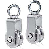 FONUNO Cable Pulley Wheel Stainless Steel Swivel Pulley Block, 2 Pack | Silence Rope Pulley Rotation Traction Wheel for Pulley System Lifting Gym Equipment Clothesline