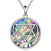 Grmdit Star of David Necklace 925 Sterling Silver Moon Phase Pendant Moon Jewelry Gifts for Women
