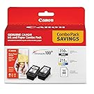 Canon PG-210 XL and CL-211 XL Ink and Glossy Photo Paper Combo Pack, Compatible to MP495,MP280,MP490,MP480,MP270,MP240, MX420,MX410,MX350,MX340 and MX330