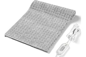 MLIVROM Heating Pad for Back & Cramps Relief,Electric Heat Pad Fast Heat,6 Level Heat Setting,3 Level Timming,Auto Shut Off, Machine Washable,Suitable for Back,Neck,Abdomen Pain Relief (Light Grey, 17''×33'')