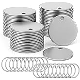 100pcs Round Metal Blank Dog Tags for Stamping Stainless Steel Key Tags for Engraving, Metal Stamping Blanks with Hole 1.2 Inch Silver Round Blanks with Key Rings for Pet Dog Id Tag Jewelry Making