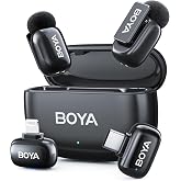 BOYA Mini 2 Wireless Lavalier Microphone with AI Noise Cancellation, App Control, 30H Battery Charging Case - for iPhone/iPad &amp; Android, Video, Podcasts, Vlogging, TikTok