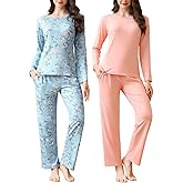 Star Vibe 2 Pack Women's Pajama Set Long Sleeve Top and Pants Pjs Set Soft Sleepwear Loungewear with Pockets S-XXL