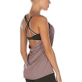 icyzone Workout Tank Tops Built in Bra - Women's Strappy Athletic Yoga Tops, Exercise Running Gym Shirts