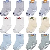 Aroveea Baby Toddle Socks Grip Non Slip Kids Boys Girls Cotton 12 Pack Ankle Cute Newborn Socks