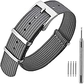 ANNEFIT Nylon Watch Band 16mm 18mm 20mm 22mm, One-Piece Waterproof Military Watch Straps with Heavy Buckle