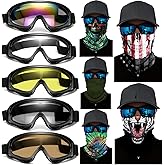 immoono 10 Packs Motorcycle Accessories, 5PCS Dirt Bike Ski Goggles Dustproof Windproof Safety Glasses and 5PCS Face Masks