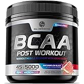 Muscle Recovery Drink Powder with BCAA, L-Glutamine & Amino Acids - Best Muscle Recovery Supplements for Post Workout - Sugar Free, Branched Chain Amino Acid Supplement for Women & Men - 45 Servings