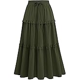 Wedtrend Women's Summer Midi Skirt Tiered Boho Skirts Flowy Skirt Casual Beach Long Skirts