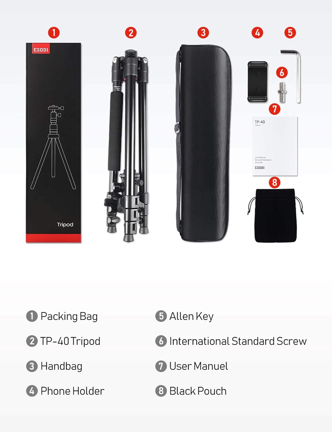 ESDDI Camera Tripod, DSLR Tripod with 360° Ball Head, 64" Aluminum Tripod with Monopod 1/4" Quick Release Plate and Phone Holder for Vlog, Travel and Work : Camera & Photo