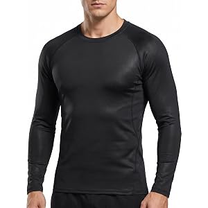 Men's Fleece Lined Thermal Compression Shirt Long Sleeve Athletic Baselayer Cold Weather Workout Top for Winter Training