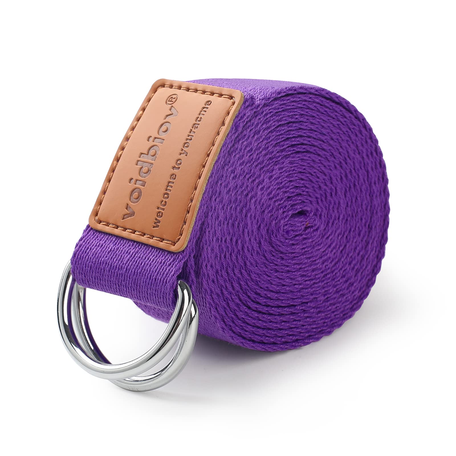 voidbiov D-Ring Buckle Yoga Strap 1.85 or 2.5M, Durable Cotton Adjustable Belt Perfect for Holding Poses, Improving Flexibility and Physical Therapy