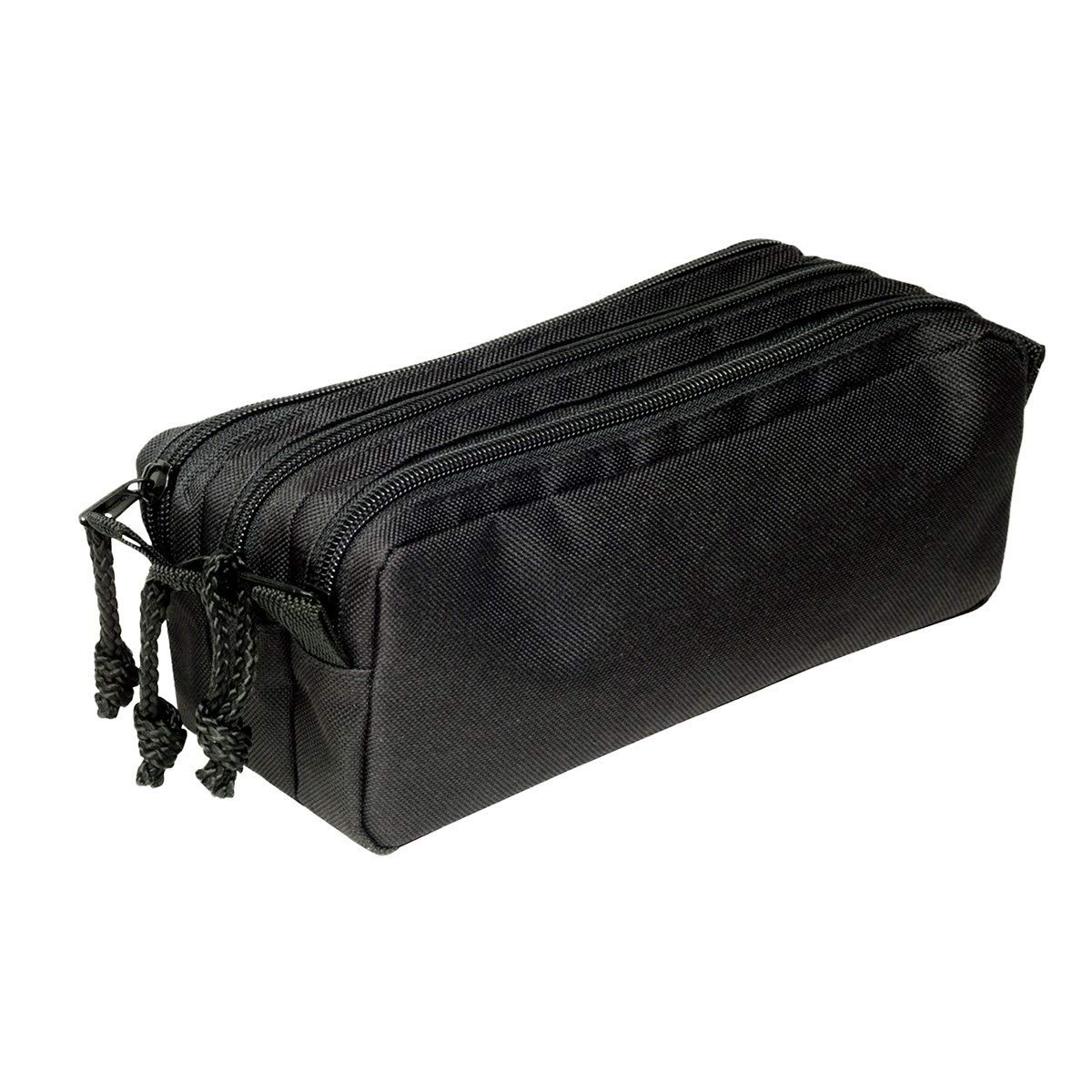 Viquel - 3 Compartments Large Capacity Trizip School Pencil Case Black, Black, 3 compartments