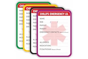 PARTH IMPEX Infant Emergency Contact Sticker - (Pack of 24) 4" x 3" Child Medical Information ICE Stickers for Kids Vehicle Baby Car Seats Windows
