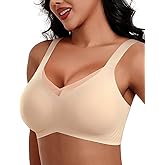HORISUN Full Coverage Bras for Women Seamless Supportive Bra Comfortable Bras Wireless Bra with Bra Extender V Neck Mesh Bra(Nude 4X-Large)