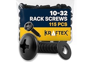 10-32 Rack Screws 115-Pack - Versatile Server Rack Accessories for Network Cabinets, Audio Mounts, Studs and Recording Studio