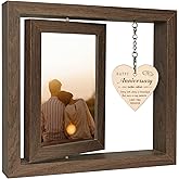 EYITUPC Happy Anniversary Picture Frame Gifts for Women, Rustic Wood Floating Wedding Anniversary for Her Him Wife Husband Men Couple Boyfriend Girlfriend Gifts