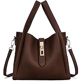 hibear Trendy Vintage Bucket Bag Women's Crossbody Bucket Bag Work Handbag Carry all Shoulder Purse with Adjustable Strap