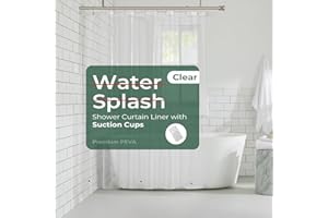 HARBOREST Clear Shower Curtain Liner with Side Suction Cups, 72 x 72 Premium PEVA Lightweight Plastic Shower Liner with 3 Magnets, Waterproof Bathroom Curtain