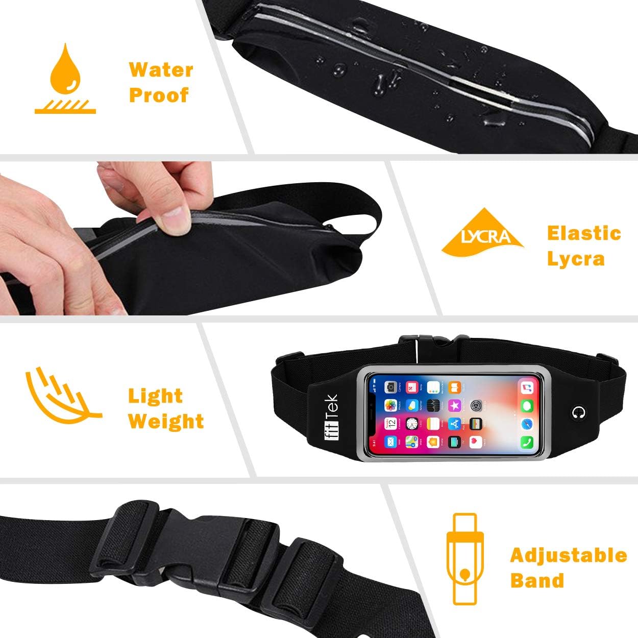 Running Belt Waist Pack Fittek Workout Phone Holder For Iphone Xs And All Phone Models Screen Touch Fanny Pack Zippered Waterproof Phone Belt For
