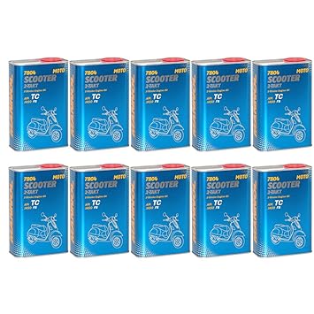 10 x 1L MANNOL 7804 Scooter 2-Takt API TC / JASO FB Motoröl High-Speed-Scooter Mopeds Grün