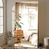 GLSLAND 71"x31" Full Length Mirror Extra Large Hanging or Leaning Rectangle Mirror Aluminum Alloy Thin Frame Bedroom Floor Dressing,Gold