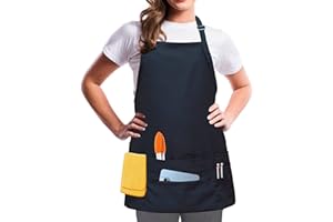 TEXVIDA Aprons for Women Men with 7 Pockets – Zipper Pocket - Buckle Closure - Server, Waitress, Hair Stylist, Short Apron