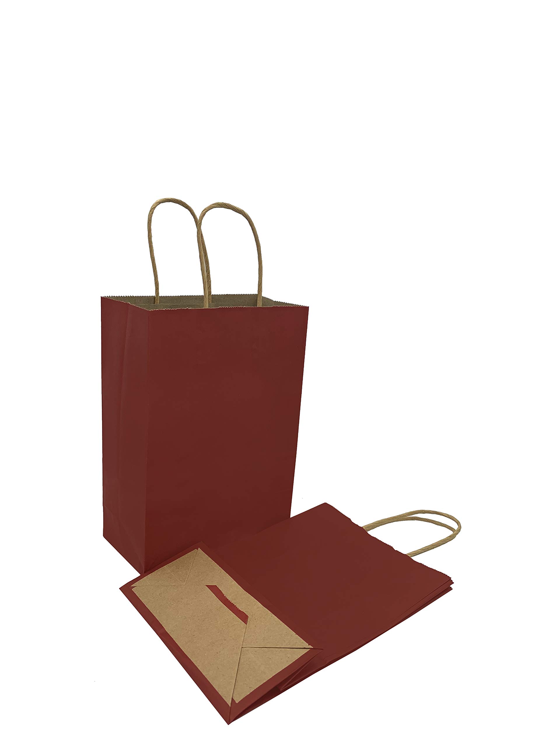 Pack of 6 Vertical Paper Gift Bags Plain Colour 21 x 15 x 8 cm (Wine Red)