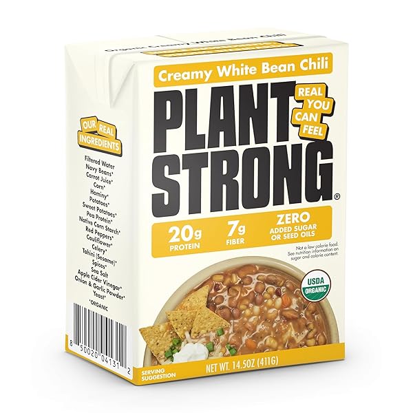 PLANTSTRONG ORGANIC CREAMY WHITE BEAN CHILI, 14.5 OZ...