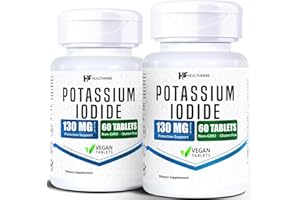 HealthFare Potassium Iodide Tablets | 130 mg | 120 Fast-Dissolving Tablets (2 Pack) | Ki Pills | Long Shelf Life | Non-GMO