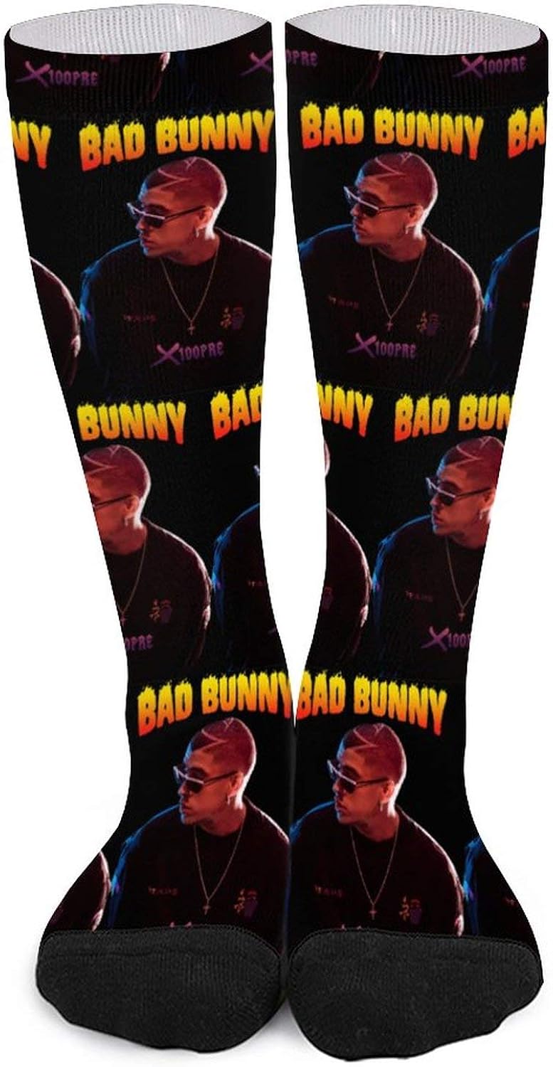 Mens Socks Printed Bad-bunny-tour-2019-x100 Pre-Socks Patterned Long