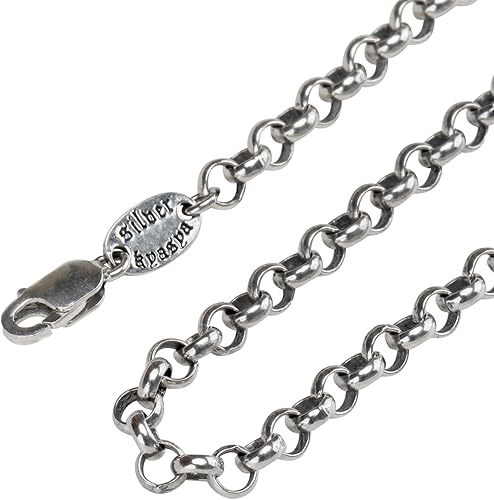 Amazon Co Jp Silverkyasya シルバー925素材 メンズ ネックレスチェーン シルバーチェーン 925 ロールチェーン 幅4mm長さ50cm ジュエリー